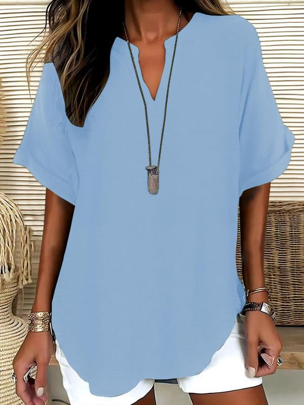 Chemise femme ample manches chauve-souris - détail du col