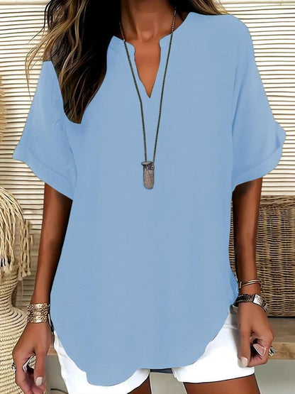 Chemise femme ample manches chauve-souris - détail du col