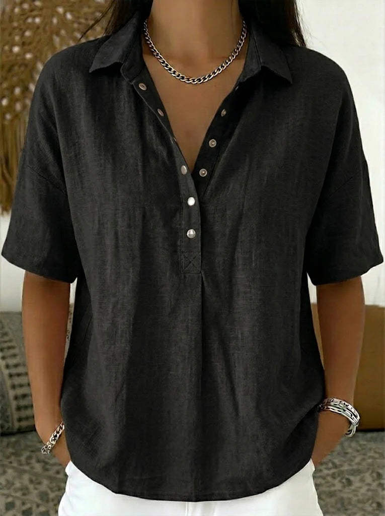 Chemise boutonnée manches courtes pour femme, vue d'ensemble