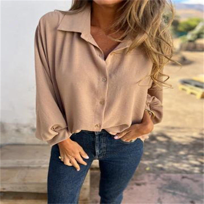 Chemise femme manches longues à col boutonné - silhouette