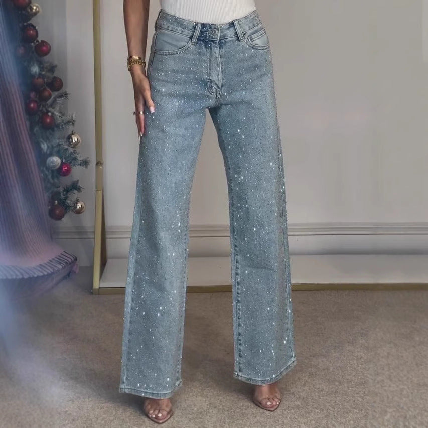 Tissu du pantalon taille haute, gros plan