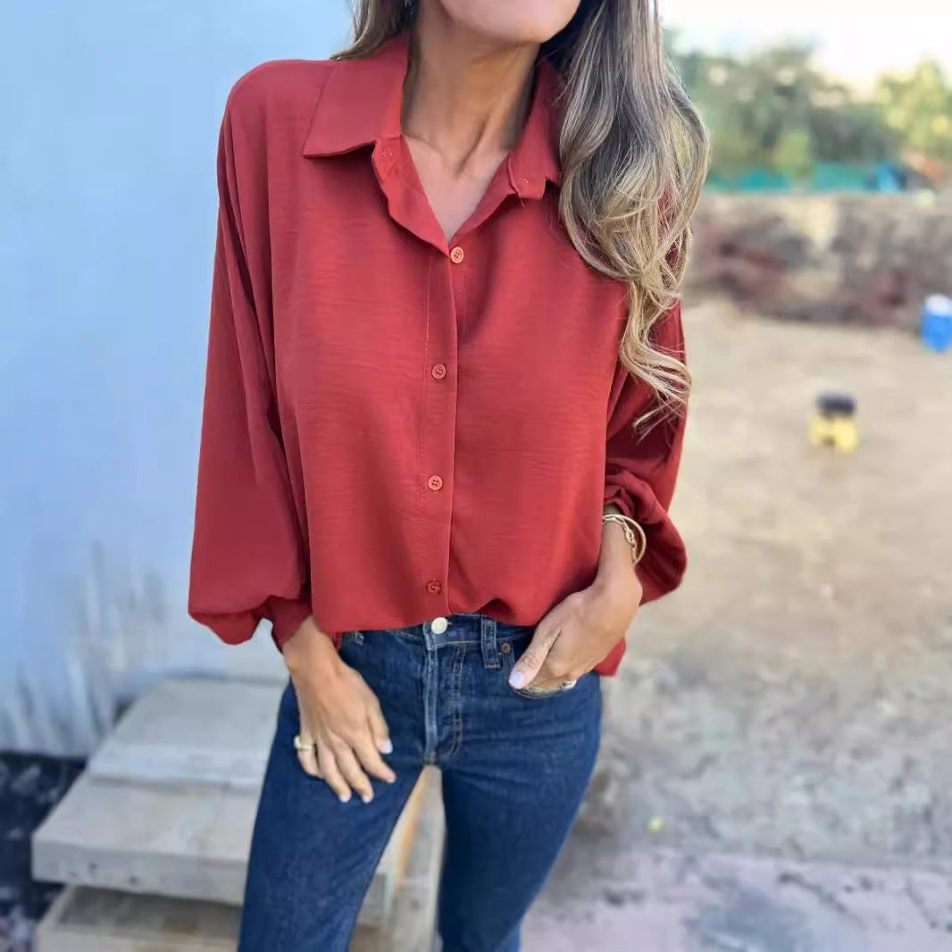 Chemise femme manches longues à col boutonné - vue arrière