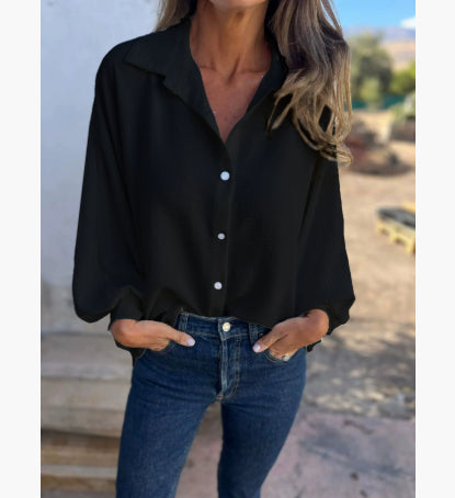 Chemise femme manches longues à col boutonné - détail du tissu