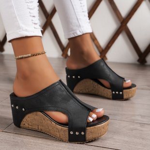 Sandales compensées bout ouvert grande taille - silhouette
