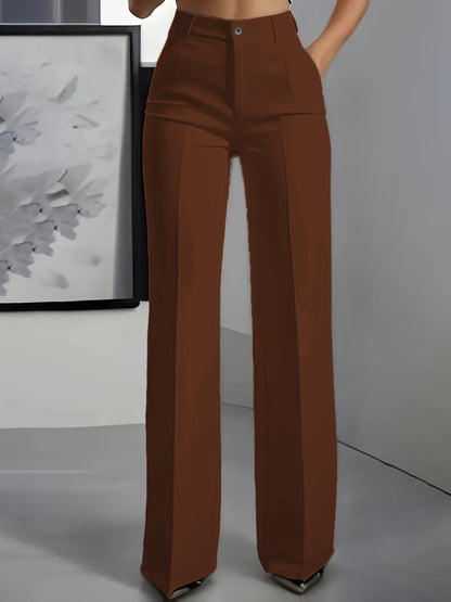 Pantalon minimaliste femme en polyester - détail ourlet