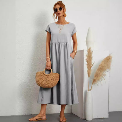 Robe longue sans manches en coton - vue de face