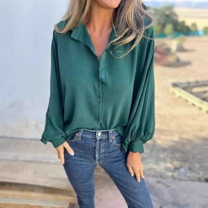 Chemise femme manches longues à col boutonné - détail des boutons