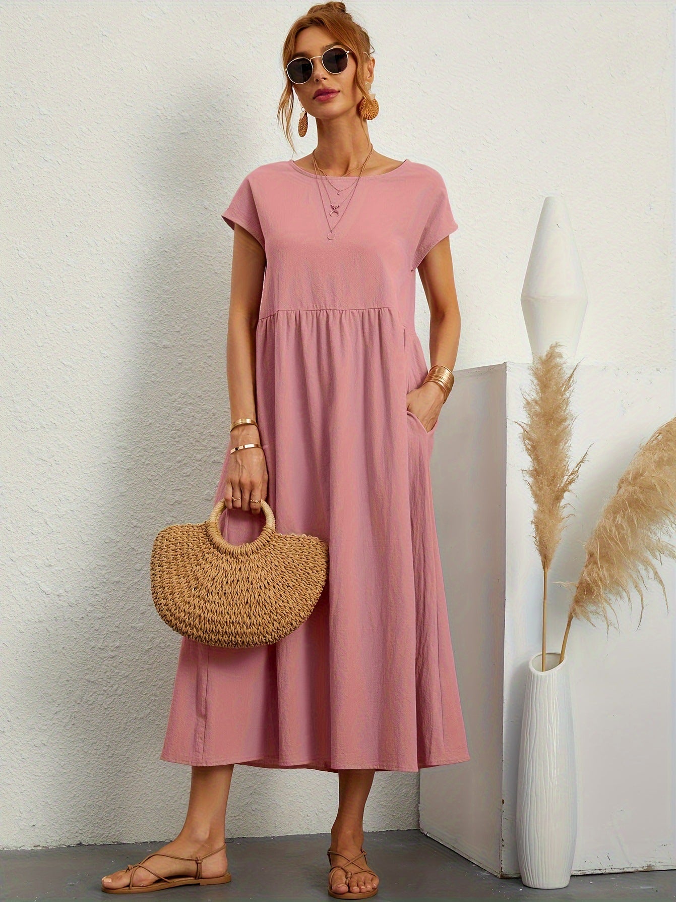 Robe longue sans manches en coton - détail de la matière