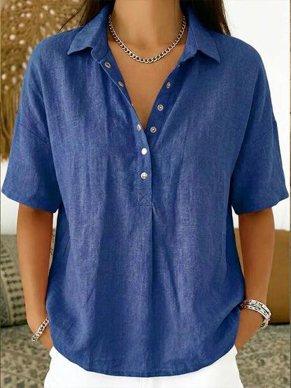 Chemise boutonnée manches courtes pour femme, look complet