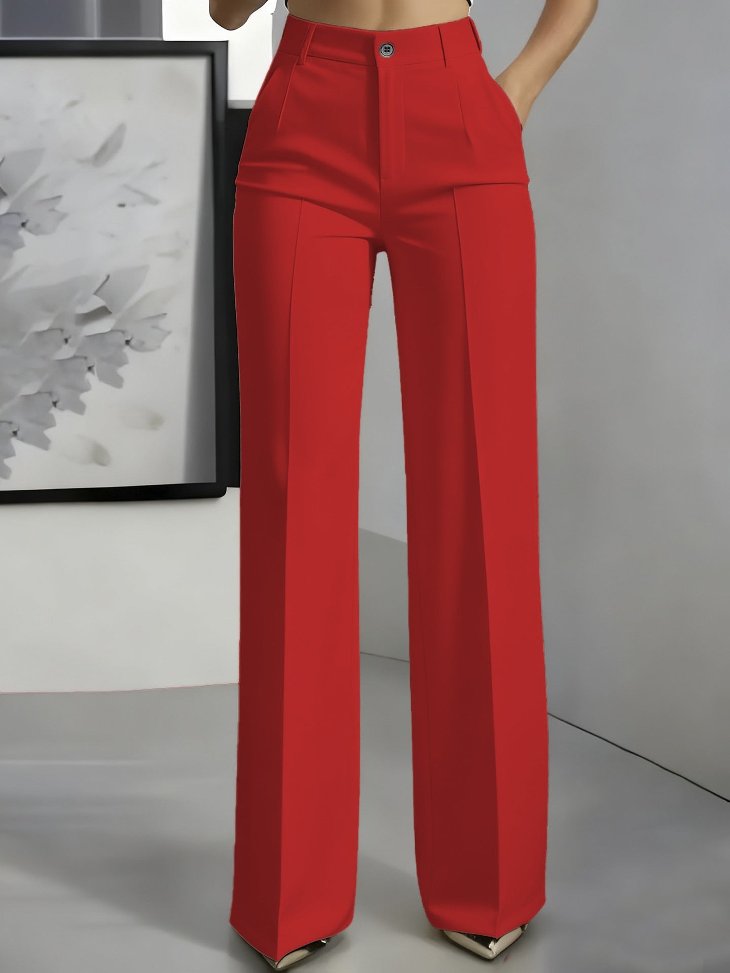 Pantalon minimaliste femme en polyester - silhouette