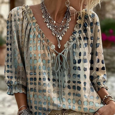 Chemise à pois style ethnique - vue de dos
