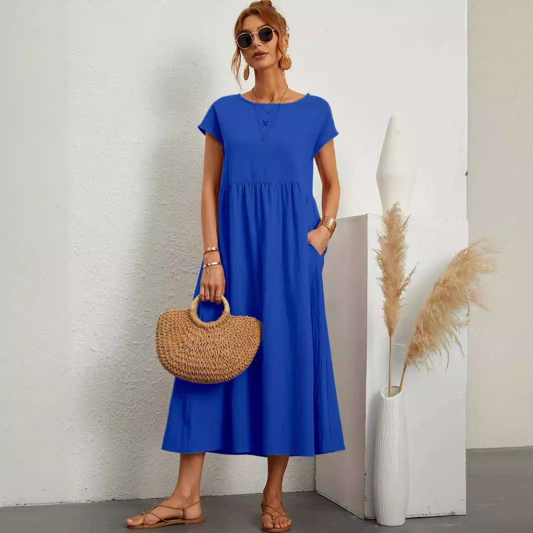 Robe longue portée en extérieur, look décontracté