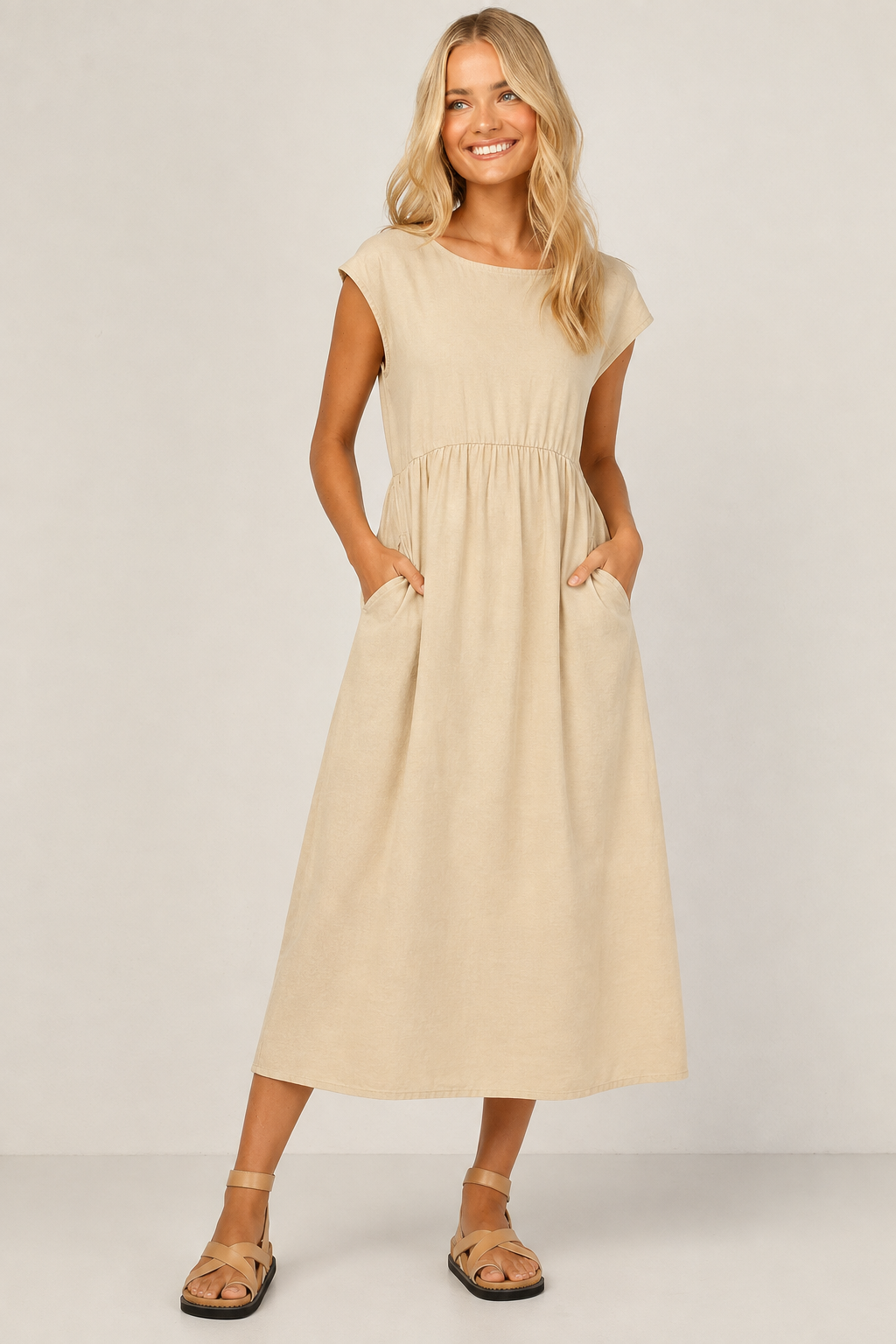 Robe Longue Sans Manches en Coton