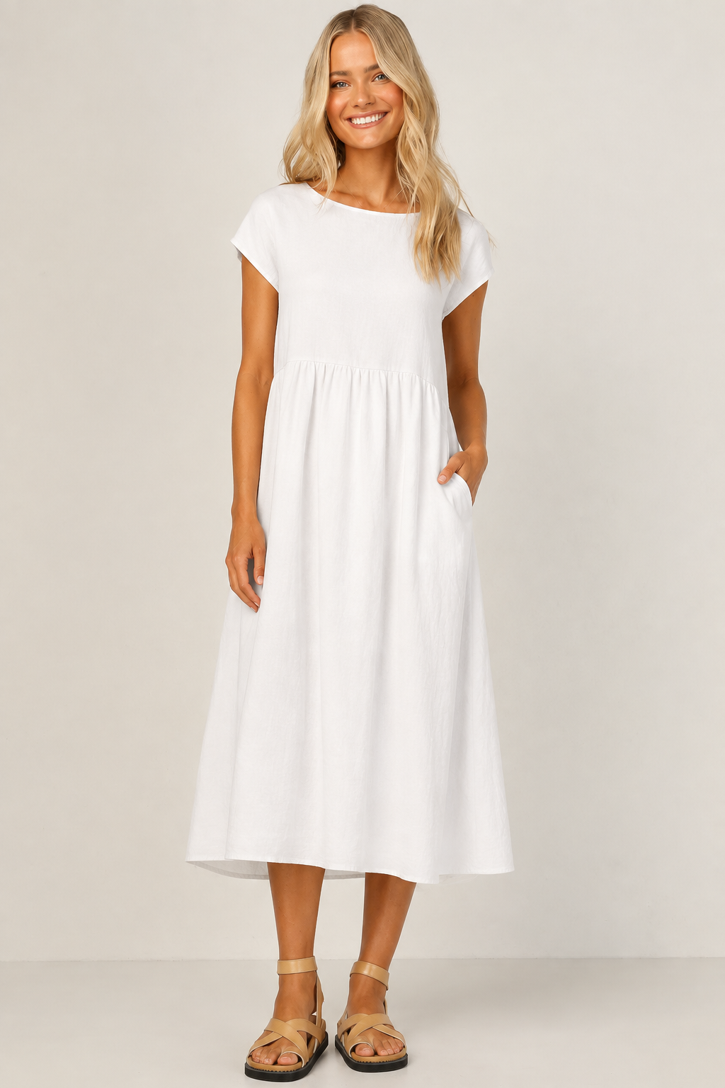 Robe Longue Sans Manches en Coton