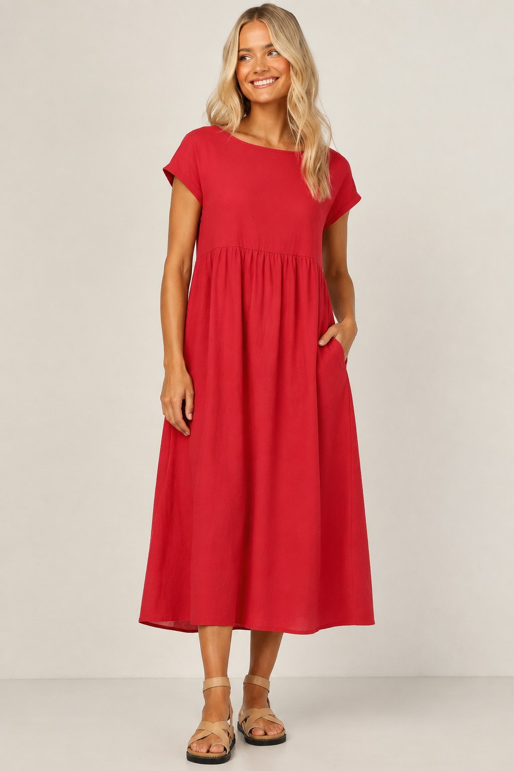 Robe Longue Sans Manches en Coton