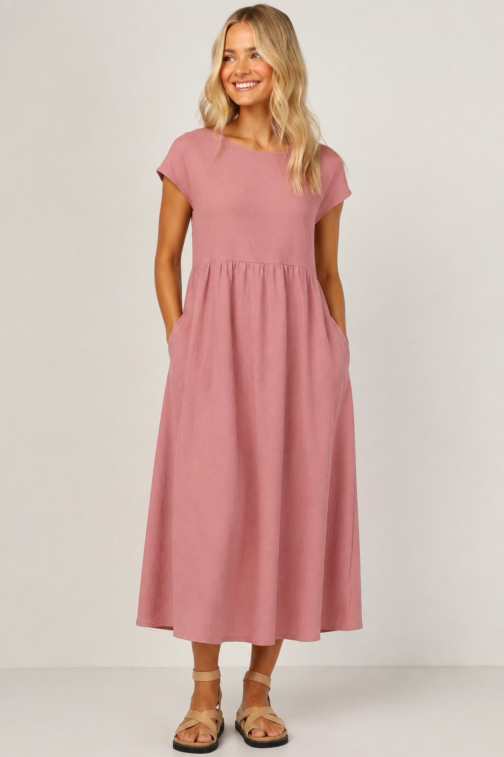Robe Longue Sans Manches en Coton
