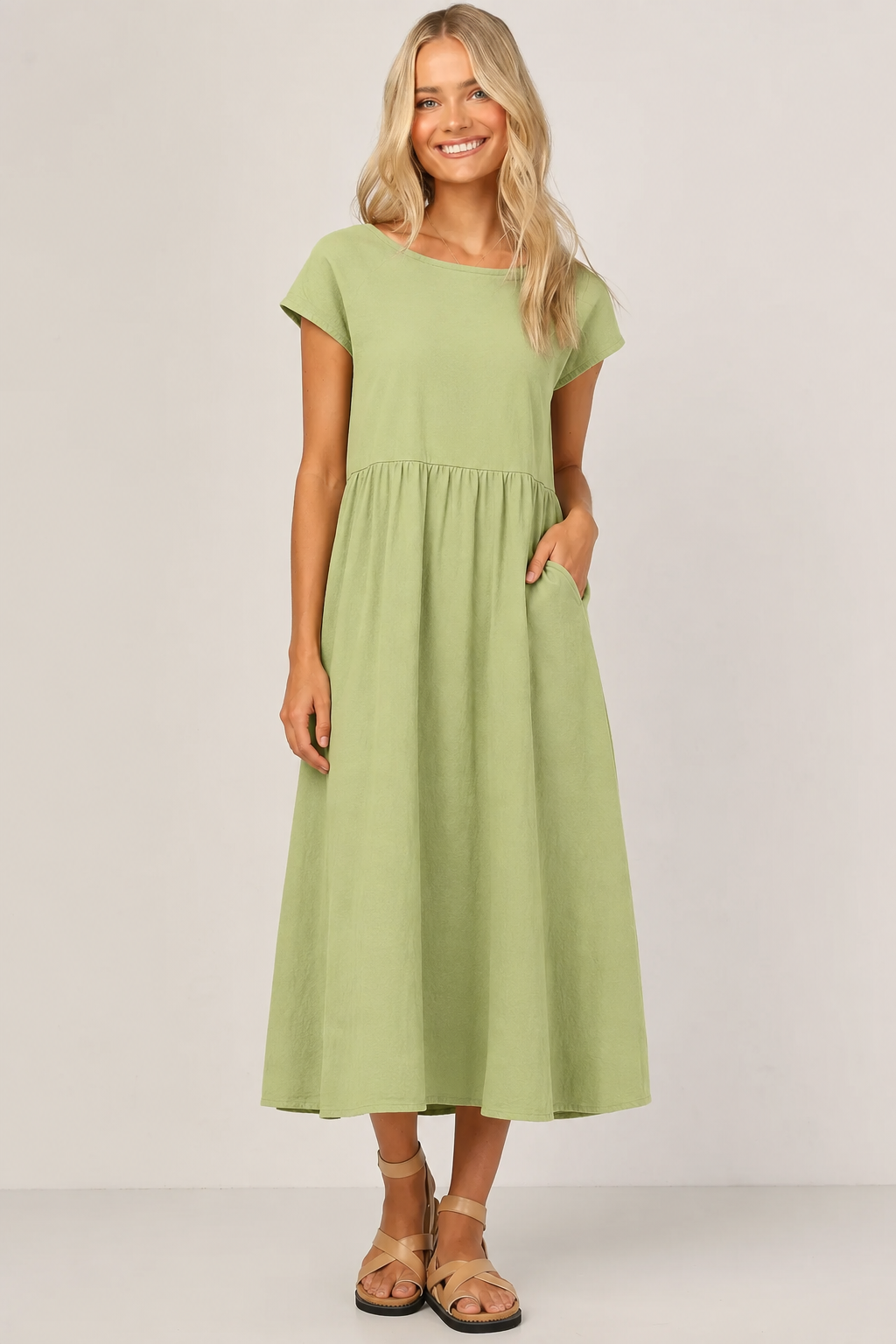 Robe Longue Sans Manches en Coton