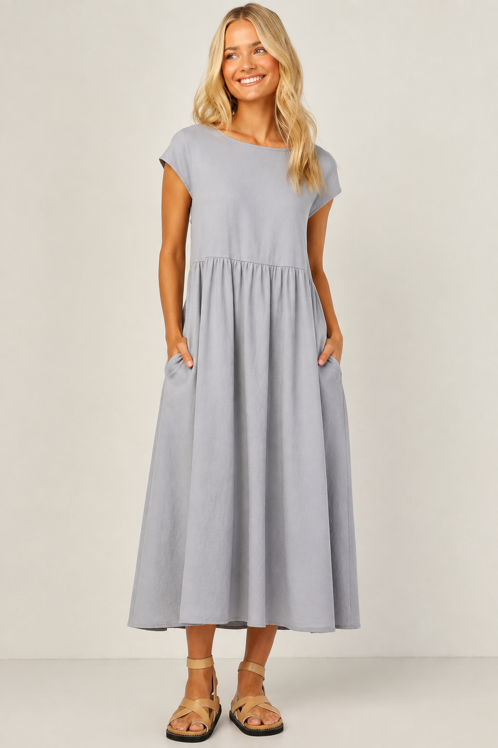 Robe Longue Sans Manches en Coton