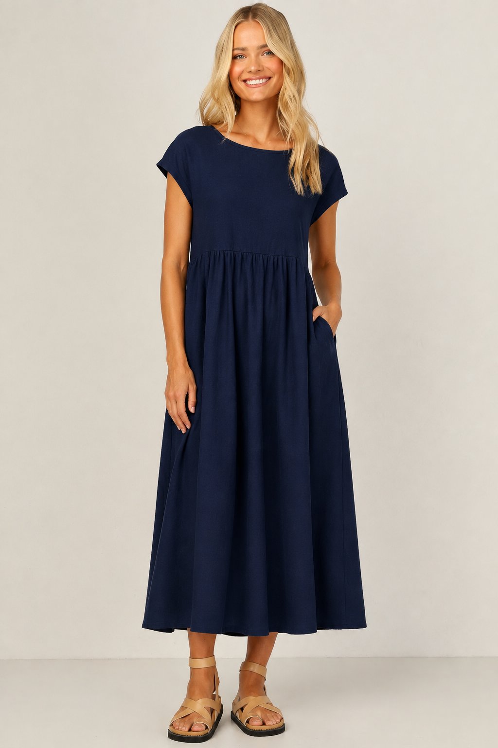 Robe Longue Sans Manches en Coton