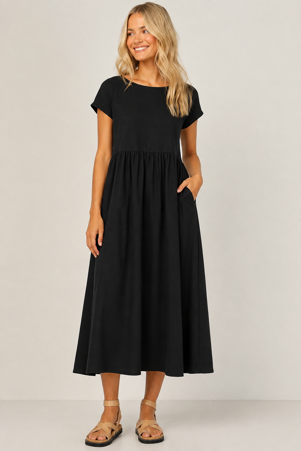 Robe Longue Sans Manches en Coton