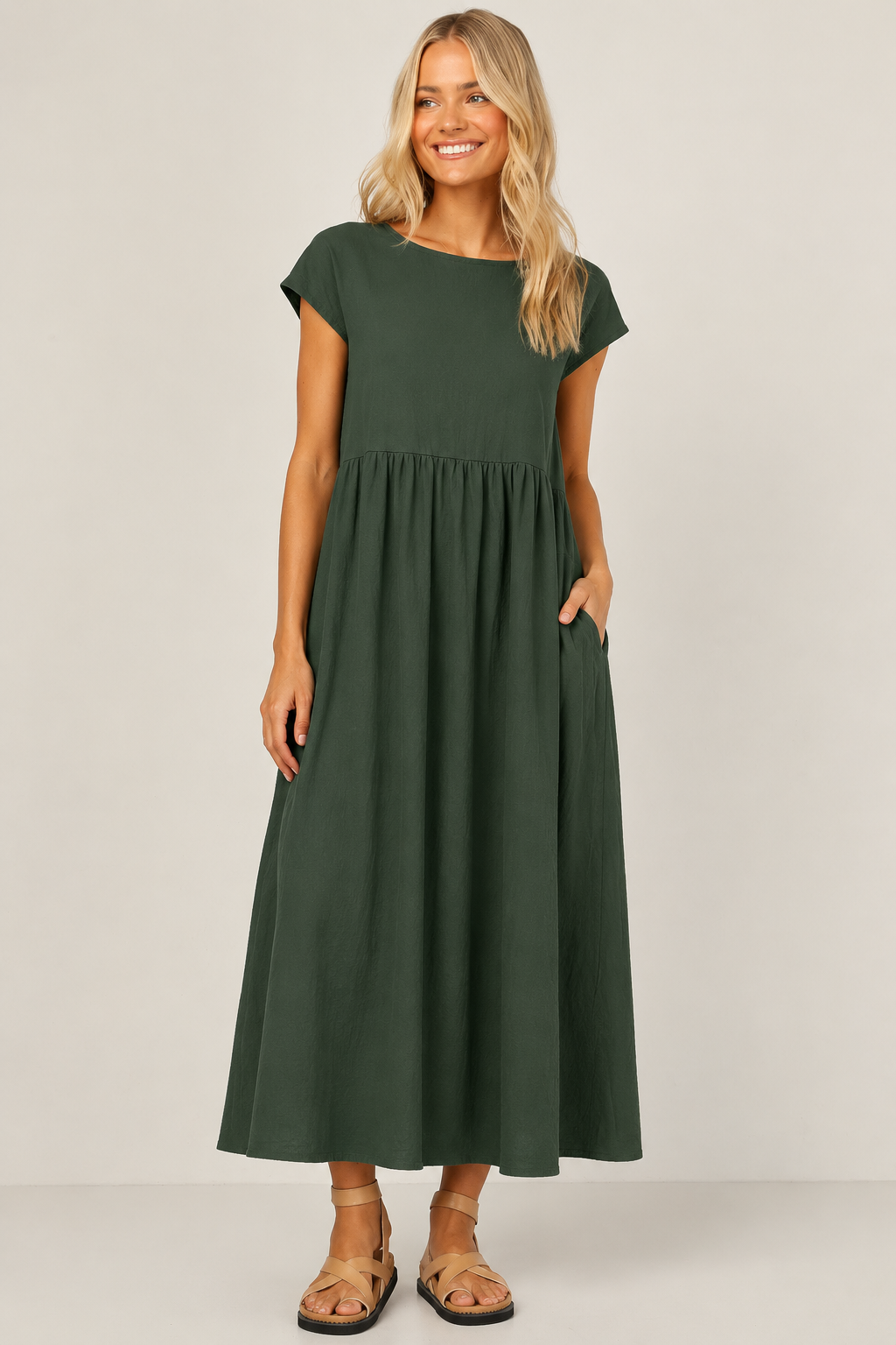Robe Longue Sans Manches en Coton