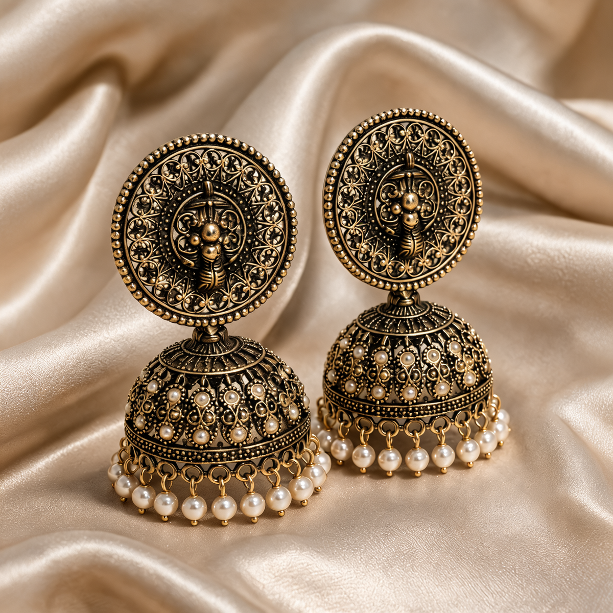 Portrait rapproché en lumière dorée, boucles d'oreilles bien visibles